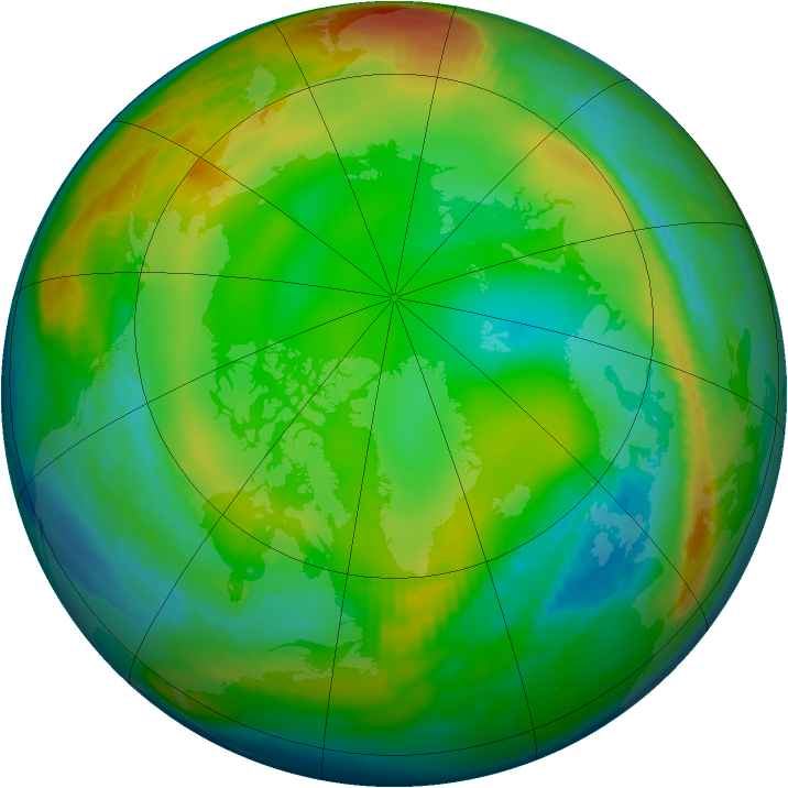 Arctic ozone map for 28 December 1980